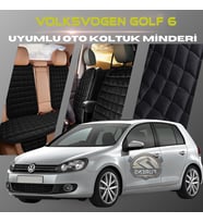 Volksvogen Golf 6 Siyah Renk Tay Tüyü Cepli & Terletmez Sırtlı Oto Koltuk Minder Seti - Koltuk Koruma Kılıfı (ÖN & ARKA TAM SET)