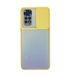 Xiaomi Redmi Note 11 Kılıf Palm Buzlu Kamera Sürgülü Silikon - Sarı