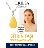 Sertifikalı Damla Model Sitrin Taşı Kolye – Bolluk, Neşe ve Pozitif Enerji Taşı (Çok Renkli)