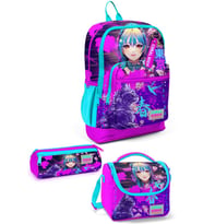 Coral High Kids Mor Pembe Anime Kedi Desenli 3'lü Okul Çanta Seti SET0123753