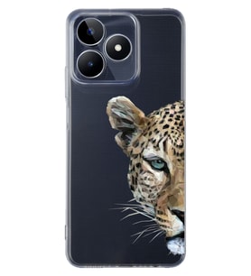 Realme C53 Uyumlu Kaplan Desenli Şeffaf Telefon Kılıfı