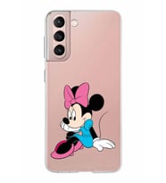 Samsung Galaxy S21 Kapak Minnie Mouse Tasarımlı Şeffaf Silikon Kılıf