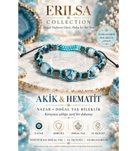 Sertifikalı Akik Hematit Nazar Koruma Makrome Ayarlanabilir Doğal Taş Bileklik
