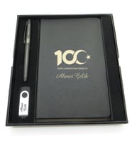 Yüzüncü Yıl (100. Yıl) Özel Set - Kalem + Defter Usb Bellek Set - İsme Özel (Karışık)
