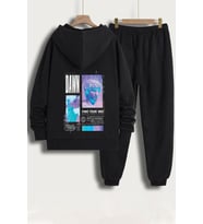 Unisex DAWN Baskılı Eşofman Takımı (Siyah)