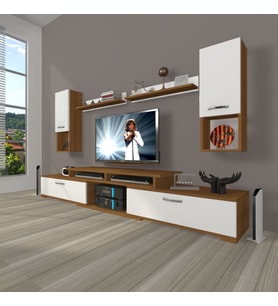 Decoraktiv Flex 5DA130 Slm Tv Ünitesi Tv Sehpası - Ceviz Beyaz (Beyaz - Kahverengi)
