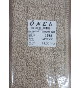 Dantel Polyester Sanal Tül Bant Cappucino 14,30 Metre En 6 Cm On-1538-c