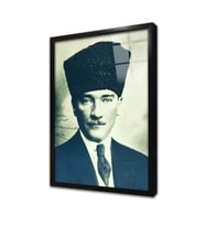 Kalpaklı Atatürk Çerçeveli Cam Tablo