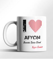 Kişiye Özel Afyon Seninle Daha Güzel Tema Beyaz Kupa