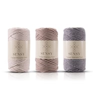 SENSY Premium Taranan Makrome Makrame Hobi İpi 3lü Set Ekru - Sütlü Kahve - Orta Gri