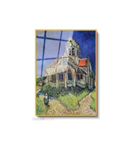 Dikey Çerçeveli Cam Vangogh 35 Modern Ev Dekoru Duvar Sanatı Ev Ofis Tablosu (Altın)