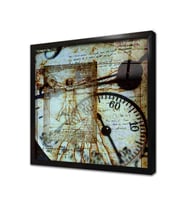 Vitruvian Adamı Kolaj Çerçeveli Cam Tablo