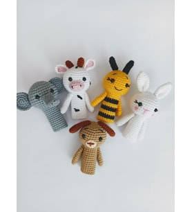 Minik Hayvan Figürlü Parmak Kuklaları Amigurumi Organik Oyuncak