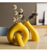 3D Baskı Interlocking Vazo - İç İçe Geçen Dekoratif Vazo-Sarı