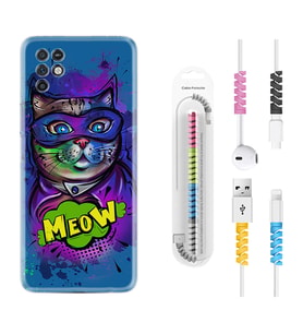 INFINIX Note 11 Pro Note 10 Hot 9 Play Kılıf Kablo Koruma Spiral Silikon Super Meow 1715