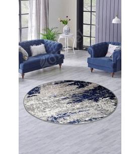 Dijidekor Halı Lacivert Cool Yıkanabilir Yuvarlak Delüxe Kesme Yolluk Kilim Salon Halısı Modelleri