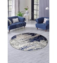 Dijidekor Halı Lacivert Cool Yıkanabilir Yuvarlak Delüxe Kesme Yolluk Kilim Salon Halısı Modelleri