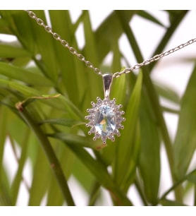 Mavi Topaz Taşı Gümüş Kolye - Anturaj Model