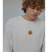 Goldendoodle Köpek Baskılı Unisex Oversize Tişört – Minimal Sevimli Poodle Mix Tasarım (Beyaz)