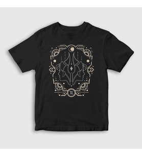 Presmono Unisex Çocuk Siyah Gemini Zodiac Hediye İkizler Burcu T-Shirt 527209tt