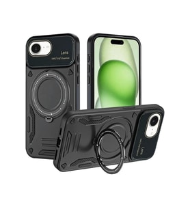 iPhone 16E Kılıf Joy Lens Standlı Kapak - Siyah