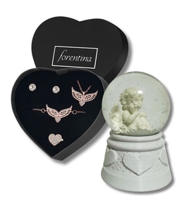 Forentina Rose Melek Kolye Bileklik Küpe Yüzük - Kar Küresi Hediye Set PS3214
