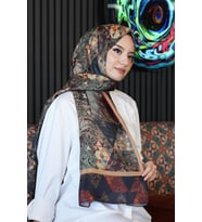 Paisley Desen Kahverengi Soft Pamuk Şal Bordo