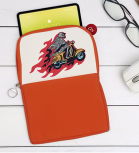 BK Gift Motorcu İskelet Tasarımlı Taşınabilir Koruyucu Tablet Kılıfı & Organizer Çanta - Turuncu-1