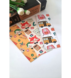 12'li Öğrenci Serisi Kitap Ayracı - Kalın Kuşe - 4,5x15cm - Okul Hediye - Ayraç