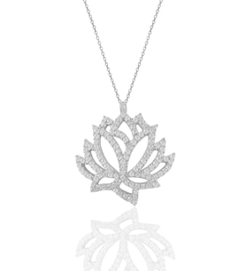 Söğütlü Silver Gümüş rodyumlu  zirkon taşlı lotus çiçeği kolye