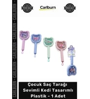 Özel Üretim Renkli Boncuklu Ergonomik Kaliteli Çocuk Saç Tarağı Sevimli Kedi Tasarımlı - 1 Adet
