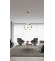 LİGHT HOUSE Modern Sarkıt Ledli Avize (Altın-Gümüş)