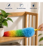 Toz Alma Fırçası - Renkli - Peluş Püsküllü - Pratik