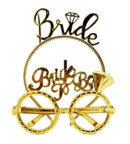 Bride Yazılı Taç ve Bride To Be Yazılı Gözlük Seti Altın Renk (5047)