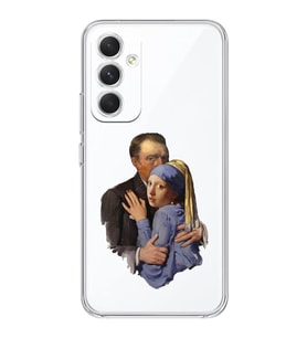 Samsung Galaxy A24 Uyumlu Van Gogh & İnci Küpeli Kız Tasarımlı Şeffaf Telefon Kılıfı