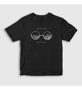 Presmono Unisex Çocuk Siyah Glasses Beatles John Lennon T-Shirt 34737tt