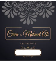 Nikah Düğün Nişan Davetiyesi Kare İkiz İp Bağlamalı 5072