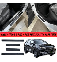 Chery Tiggo 8 Pro-Pro Max Plastik Kapı Eşiği Seti Kapı Eşiği Koruma Plastiği Koruyucu Siyah 4 Kapı