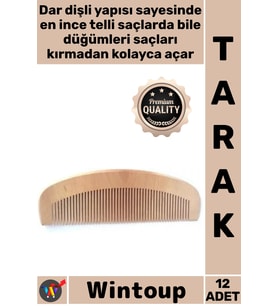 #Tarak Doğal Antistatik Masaj Etkili Profesyonel Saç Şekillendirme Ahşap Dar Dişli Oval Tarak 12'li