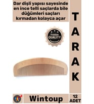 #Tarak Doğal Antistatik Masaj Etkili Profesyonel Saç Şekillendirme Ahşap Dar Dişli Oval Tarak 12'li