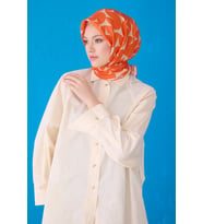 Saf İpek Eşarp 4117D02( Twill İpek) -0154 (Turuncu)