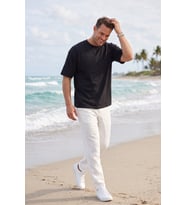 DeepSEA Erkek %100 Pamuk Oversize Geniş Kesim Bisiklet Yaka Basic Beyaz Tişört 2604362