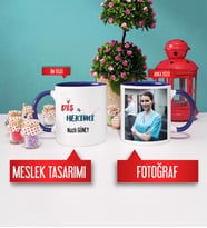 Diş Hekimine Hediye Diş Hekimi Kupa Bardak Lacivert Fotoğraflı