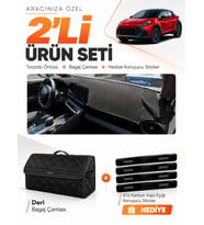 TOYOTA CHR HEAD UP DİSPLAY YOK (2024-2026) Uyumlu Torpido Örtüsü + Deri Bagaj Çantası Seti - Siyah