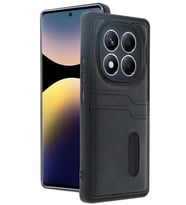 Xiaomi Redmi Note 14 Pro 4G Uyumlu Kılıf Sara Kartvizitli Deri Kılıf - Siyah