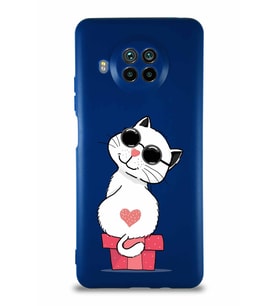 Xiaomi Mi 10T Lite Soft Premier Kapak Coolcat Tasarımlı Silikon Kılıf - Lacivert (Şeffaf)