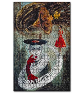 Cakapuzzle Fantastik Kadın ve Müzik Görseli Puzzle Yapboz MDF (Ahşap) (120 Parça)