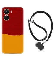 Vivo Y16 Kılıf Silikon Boyun Askılı İpli Desenli Silikon Sarı Kırmızı Boya 1708