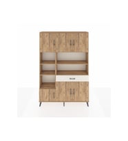 Arges Dolap 10 Raflı Tek Çekmeceli 6 Kapaklı 132x30x195 Çam-Çam/Aytaşı