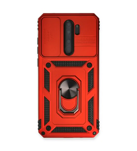 Xiaomi Redmi Note 8 Pro Kılıf Pars Lens Yüzüklü Silikon - Kırmızı